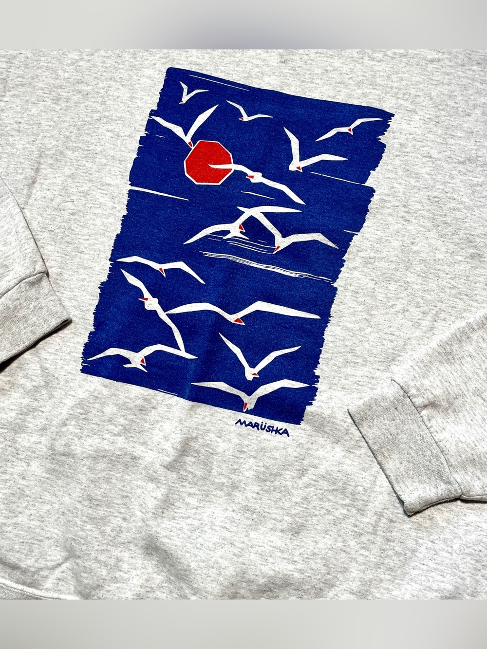 Marushka Screen printed crewneck sweatshirt, seagulls, beach, Michigan size: 2XL - Picture 3 of 12